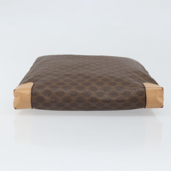 CELINE Macadam Canvas Hand Bag PVC Leather Brown Gold Auth ep13084