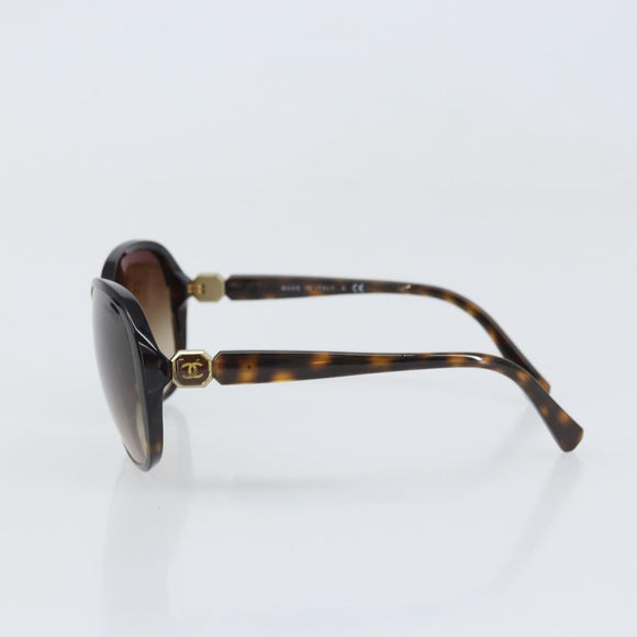 CHANEL COCO Mark Sunglasses plastic Brown CC Auth ep13086