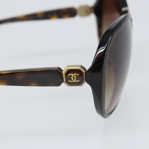 CHANEL COCO Mark Sunglasses plastic Brown CC Auth ep13086