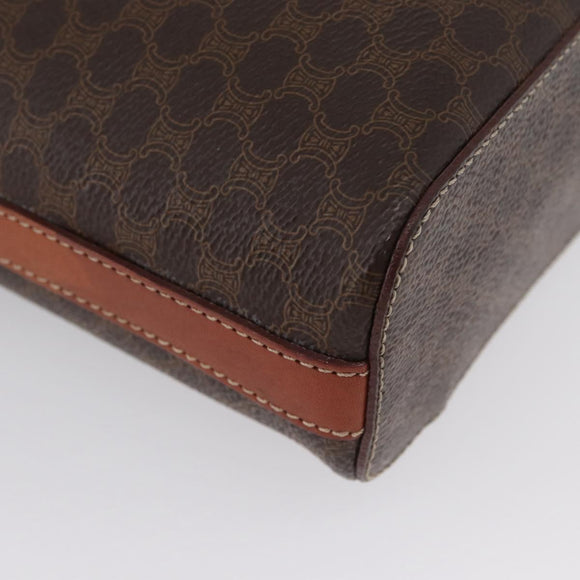 CELINE Macadam Canvas Circle Vanity Bag PVC Leder 2way Braun Gold Auth ep13087