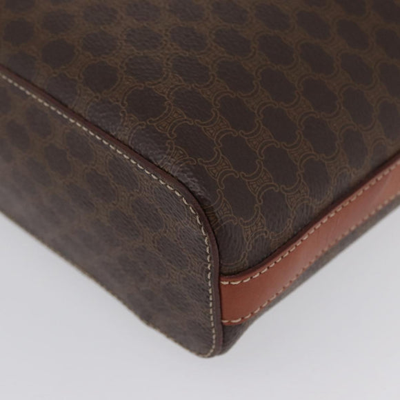 CELINE Macadam Canvas Circle Vanity Bag PVC Leder 2way Braun Gold Auth ep13087