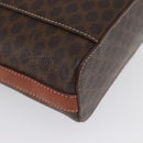 CELINE Macadam Canvas Circle Vanity Bag PVC Leder 2way Braun Gold Auth ep13087-17