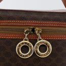 CELINE Macadam Canvas Circle Vanity Bag PVC Leather 2way Brown Gold Auth ep13087-16