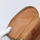 CELINE Macadam Canvas Circle Vanity Bag PVC Leder 2way Braun Gold Auth ep13087-10