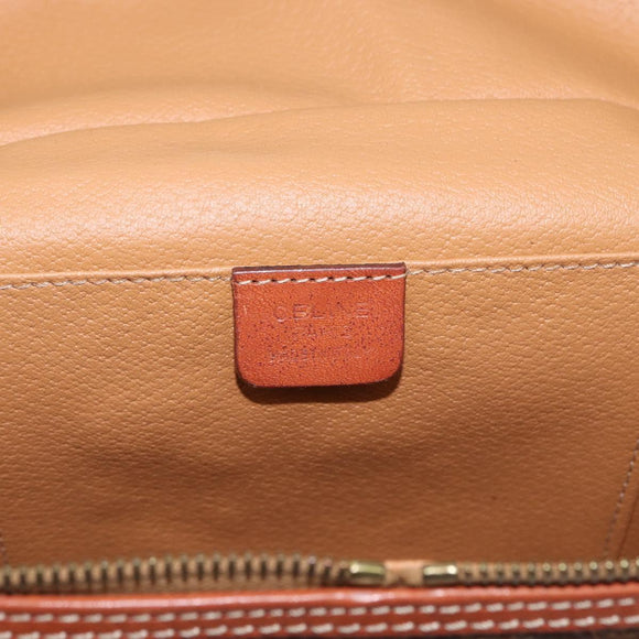 CELINE Macadam Canvas Circle Vanity Bag PVC Leder 2way Braun Gold Auth ep13087