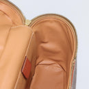 CELINE Macadam Canvas Circle Vanity Bag PVC Leather 2way Brown Gold Auth ep13087-20