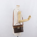 CELINE Macadam Canvas Circle Vanity Bag PVC Leather 2way Brown Gold Auth ep13087-24