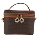 CELINE Macadam Canvas Circle Vanity Bag PVC Leder 2way Braun Gold Auth ep13087-13