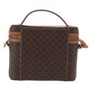 CELINE Macadam Canvas Circle Vanity Bag PVC Leder 2way Braun Gold Auth ep13087-2