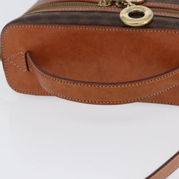 CELINE Macadam Canvas Circle Vanity Bag PVC Leder 2way Braun Gold Auth ep13087