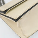CHANEL 2.55 Chain Shoulder Bag Leather White Silver CC Auth ep13093-11