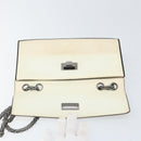 CHANEL 2.55 Chain Shoulder Bag Leather White Silver CC Auth ep13093-15