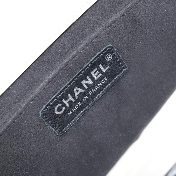 CHANEL 2.55 Chain Shoulder Bag Leather White Silver CC Auth ep13093