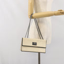 CHANEL 2.55 Chain Shoulder Bag Leather White Silver CC Auth ep13093-22