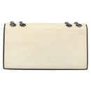 CHANEL 2.55 Chain Shoulder Bag Leather White Silver CC Auth ep13093-3