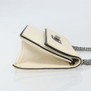 CHANEL 2.55 Chain Shoulder Bag Leather White Silver CC Auth ep13093-4