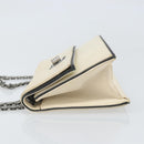 CHANEL 2.55 Chain Shoulder Bag Leather White Silver CC Auth ep13093-5