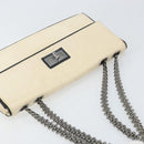 CHANEL 2.55 Chain Shoulder Bag Leather White Silver CC Auth ep13093-6