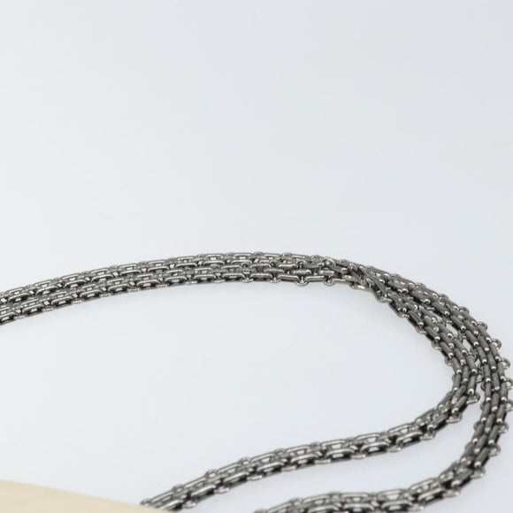 CHANEL 2.55 Chain Shoulder Bag Leather White Silver CC Auth ep13093