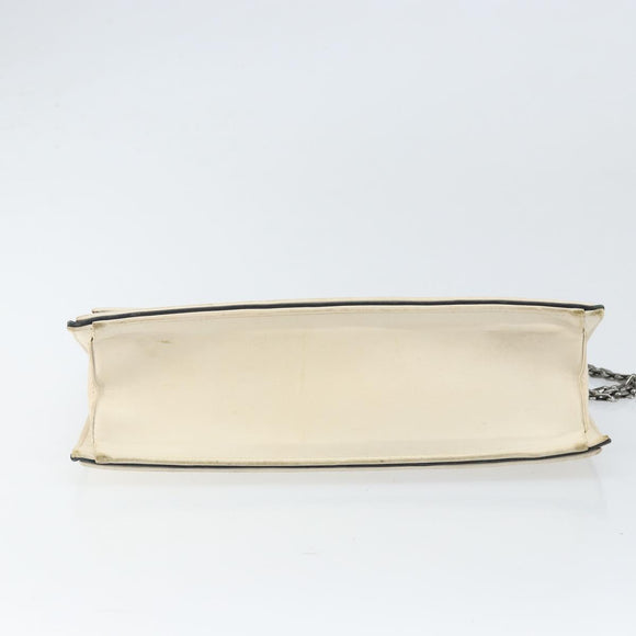CHANEL 2.55 Chain Shoulder Bag Leather White Silver CC Auth ep13093
