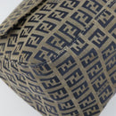 FENDI Zucchino Canvas Mamma Baguette Shoulder Bag Navy Silver Auth ep13096-15