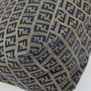 FENDI Zucchino Canvas Mamma Baguette Shoulder Bag Navy Silver Auth ep13096-17