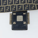 FENDI Zucchino Canvas Mamma Baguette Shoulder Bag Navy Silver Auth ep13096-10
