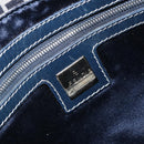 FENDI Zucchino Canvas Mamma Baguette Shoulder Bag Navy Silver Auth ep13096-20