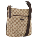 GUCCI GG Canvas Schultertasche Beige Silber 122793 Auth ep13100-1