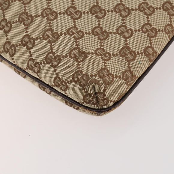 GUCCI GG Canvas Schultertasche Beige Silber 122793 Auth ep13100