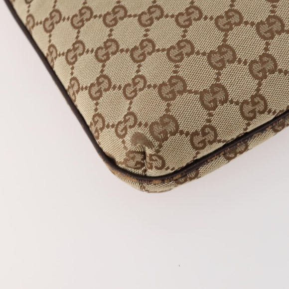 GUCCI GG Canvas Schultertasche Beige Silber 122793 Auth ep13100