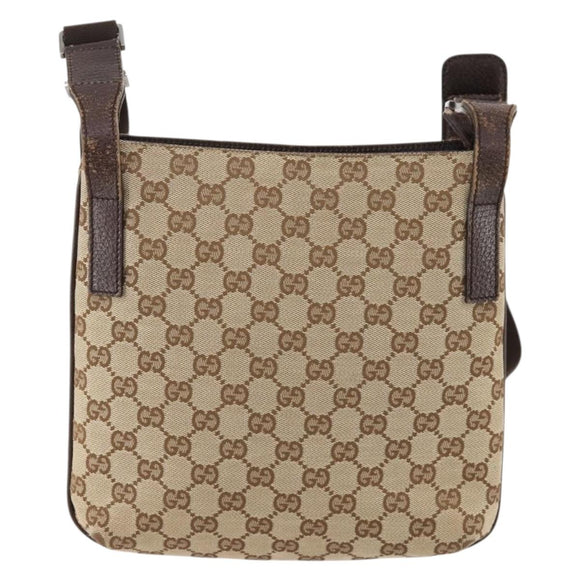 GUCCI GG Canvas Schultertasche Beige Silber 122793 Auth ep13100
