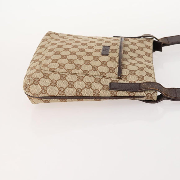 GUCCI GG Canvas Schultertasche Beige Silber 122793 Auth ep13100