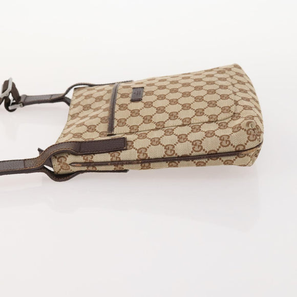 GUCCI GG Canvas Schultertasche Beige Silber 122793 Auth ep13100