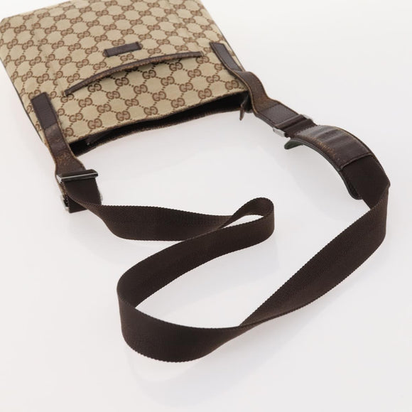 GUCCI GG Canvas Schultertasche Beige Silber 122793 Auth ep13100