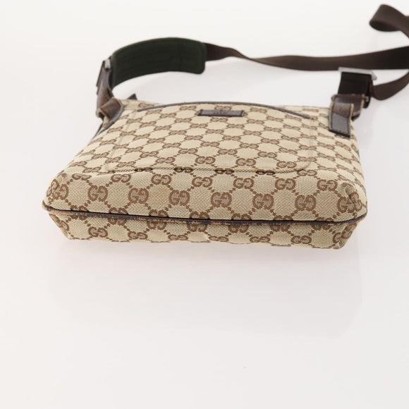 GUCCI GG Canvas Schultertasche Beige Silber 122793 Auth ep13100