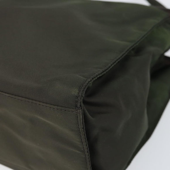 PRADA Shoulder Bag Nylon Khaki Silver Auth ep13101