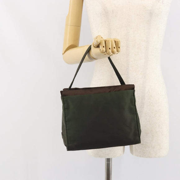 PRADA Shoulder Bag Nylon Khaki Silver Auth ep13101