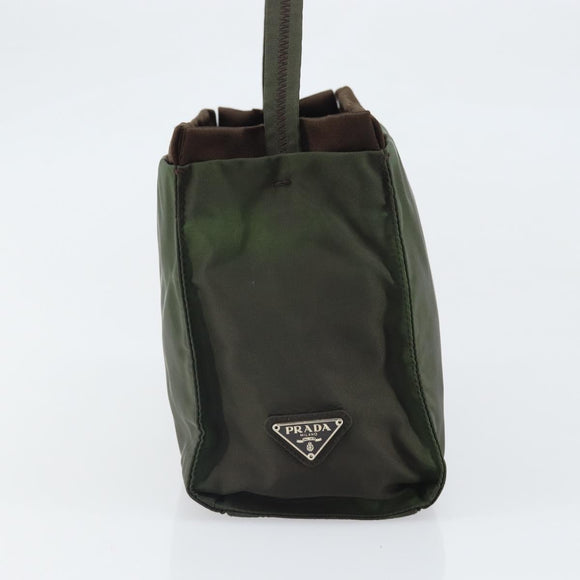 PRADA Shoulder Bag Nylon Khaki Silver Auth ep13101