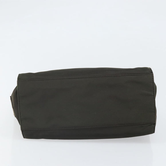 PRADA Shoulder Bag Nylon Khaki Silver Auth ep13101