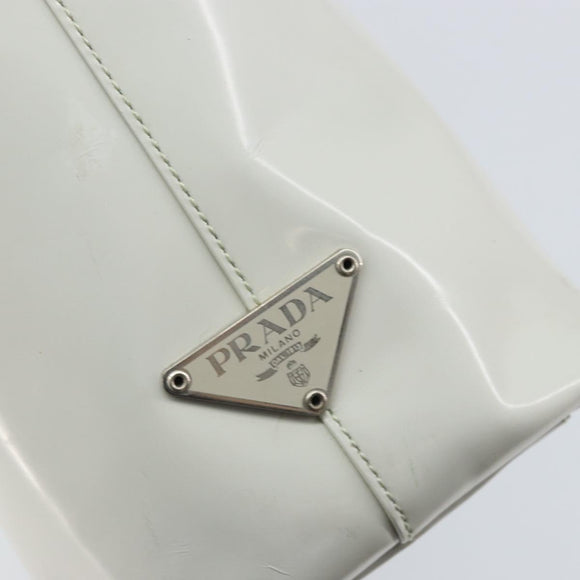 PRADA Hand Bag Patent leather Gray Silver Auth ep13103