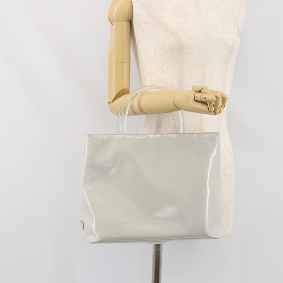 PRADA Hand Bag Patent leather Gray Silver Auth ep13103