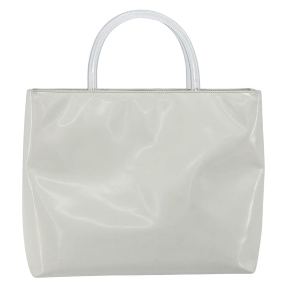 PRADA Hand Bag Patent leather Gray Silver Auth ep13103