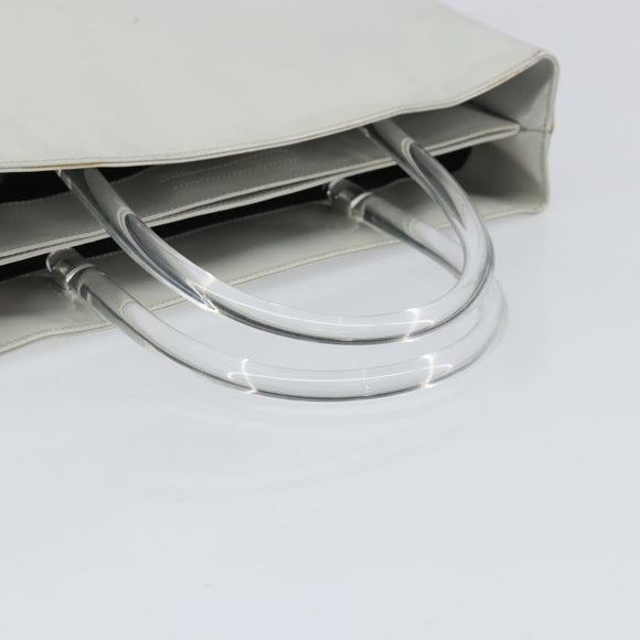 PRADA Hand Bag Patent leather Gray Silver Auth ep13103