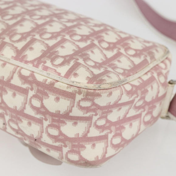 Christian Dior Trotter Canvas Shoulder Bag Pink Silver Auth ep13107