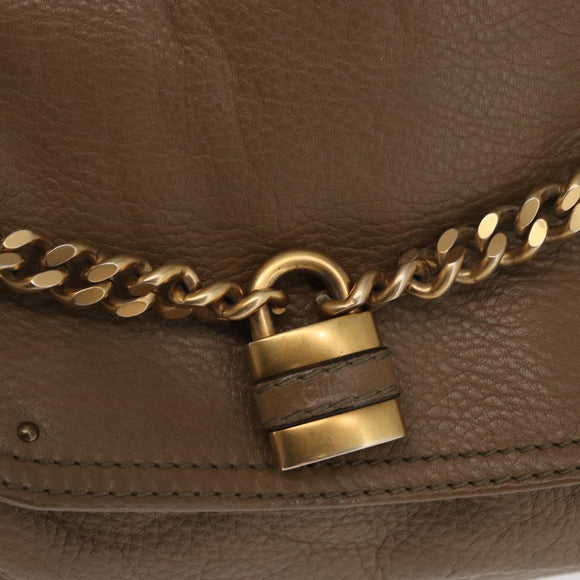 Chloe Paddington Hand Bag Leather Brown Gold Silver Auth ep13108V