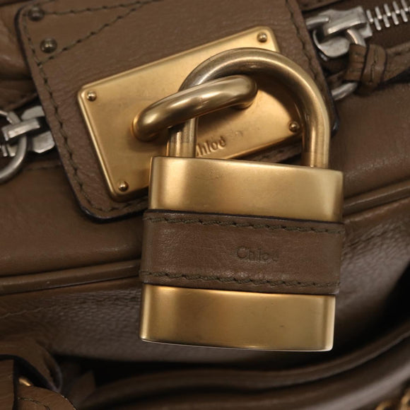 Chloe Paddington Handtasche Leder Braun Gold Silber Auth ep13108V