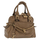Chloe Paddington Handtasche Leder Braun Gold Silber Auth ep13108V-1