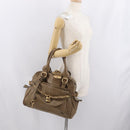 Chloe Paddington Handtasche Leder Braun Gold Silber Auth ep13108V-32