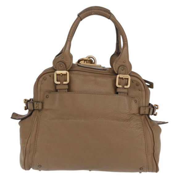 Chloe Paddington Handtasche Leder Braun Gold Silber Auth ep13108V